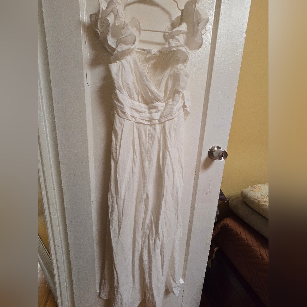 ALTAR'D STATE Elegant White Ruffled Jumpsuit